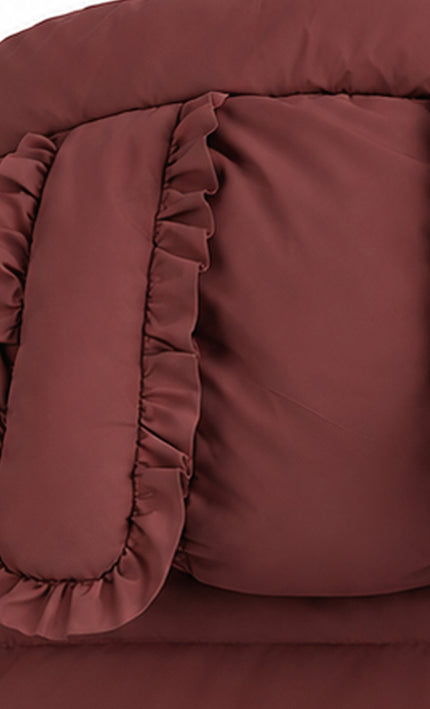 kids atelier mimi tutu Maroon Bow-Detail Puffer Jacket