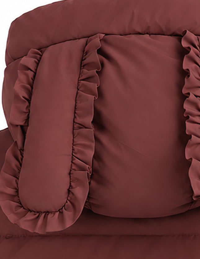 kids atelier mimi tutu Maroon Bow-Detail Puffer Jacket