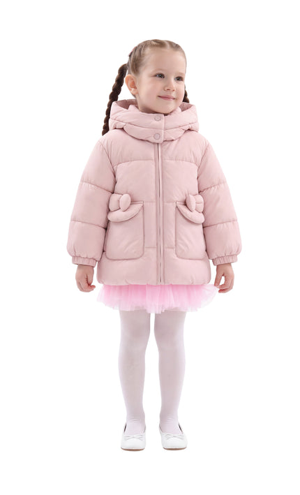 kids atelier mimi tutu Pink Bow-Detail Puffer Jacket
