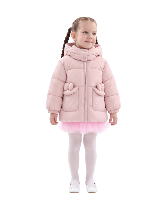 kids atelier mimi tutu Pink Bow-Detail Puffer Jacket