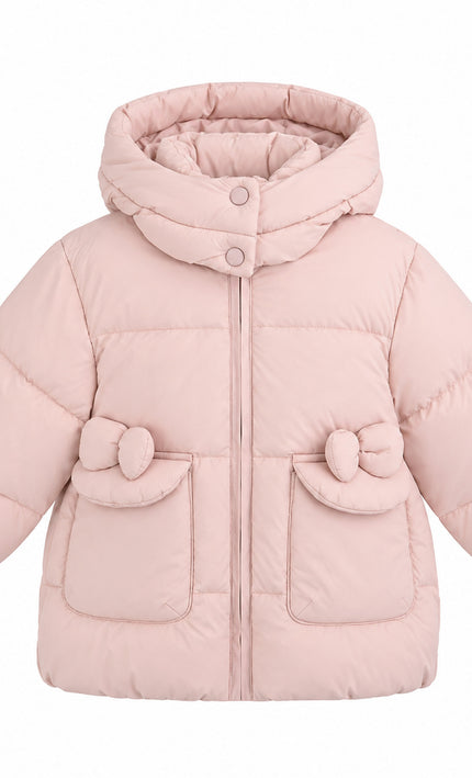 kids atelier mimi tutu Pink Bow-Detail Puffer Jacket
