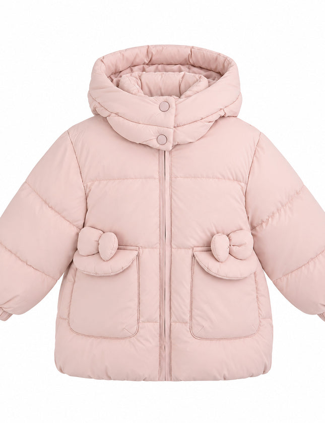 kids atelier mimi tutu Pink Bow-Detail Puffer Jacket