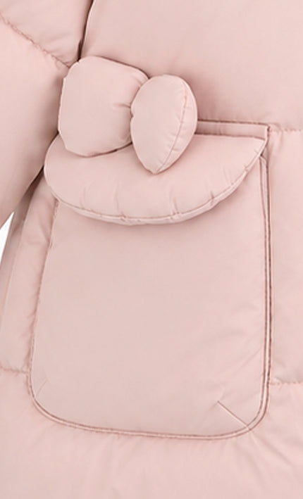 kids atelier mimi tutu Pink Bow-Detail Puffer Jacket