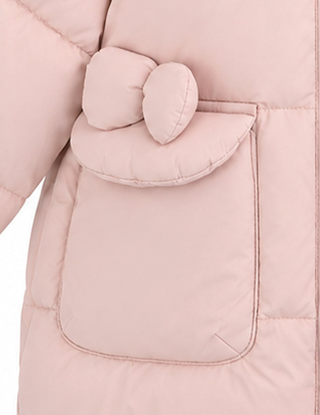 kids atelier mimi tutu Pink Bow-Detail Puffer Jacket