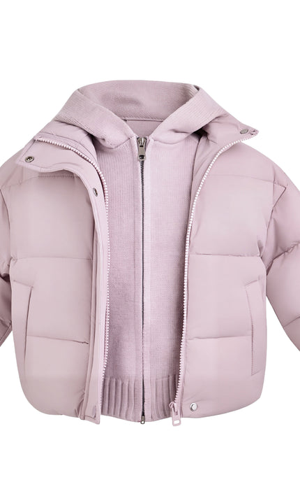 Kids Atelier Mimi Tutu Purple Hooded Puffer Jacket