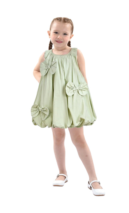 kids atelier mimi Sage Sleeveless Bow Dress