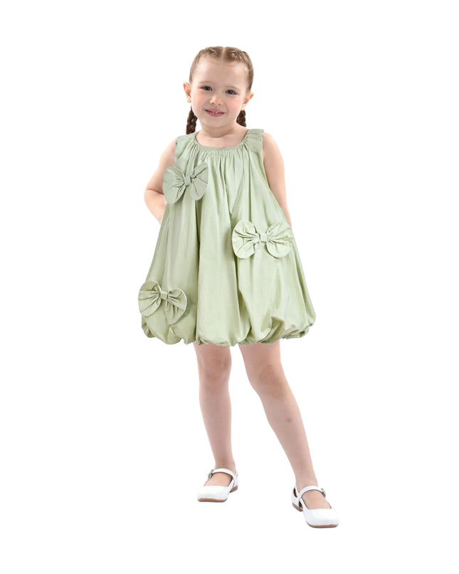 kids atelier mimi Sage Sleeveless Bow Dress