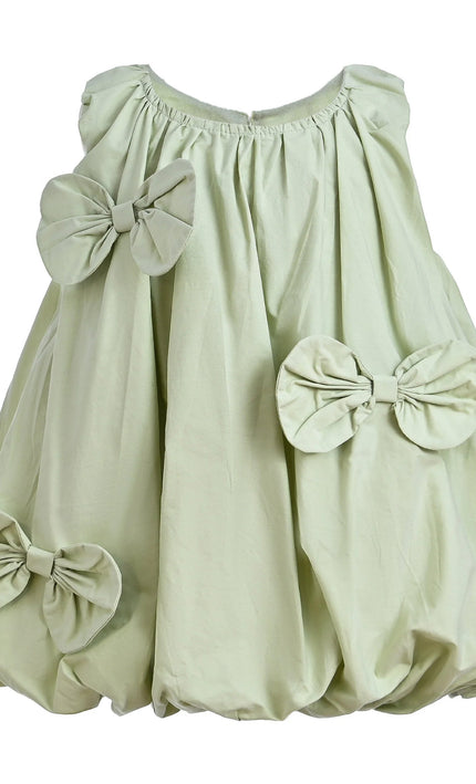 kids atelier mimi Sage Sleeveless Bow Dress