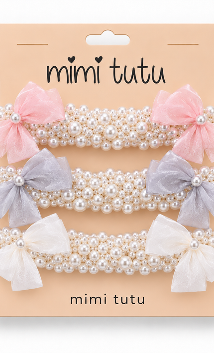 kids atelier mimi tutu Pearl Bow Scrunchie Set