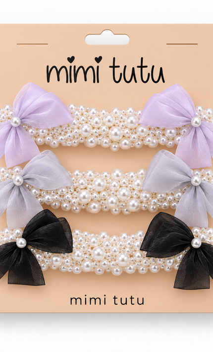 kids atelier mimi tutu Pearl Bow Scrunchie Set