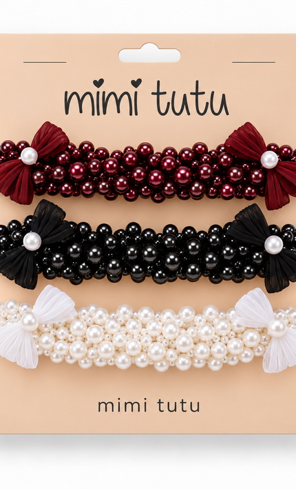 kids atelier mimi tutu Pearl Cluster Bow Scrunchie Set