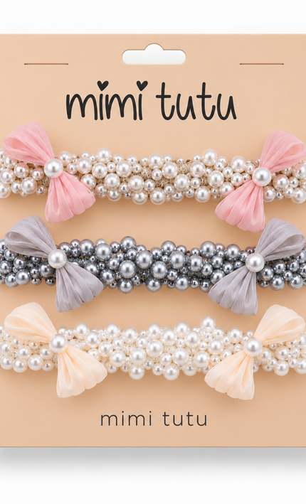 kids atelier mimi tutu Pearl Cluster Bow Scrunchie Set