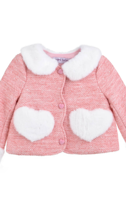 kids atelier mimi tutu Pink Heart Fur Jacket