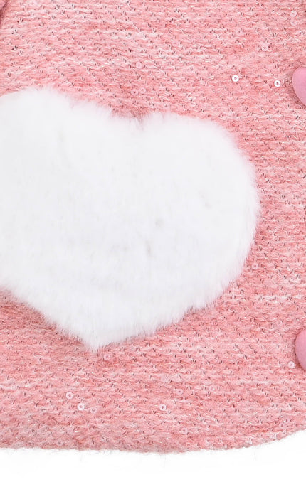 kids atelier mimi tutu Pink Heart Fur Jacket