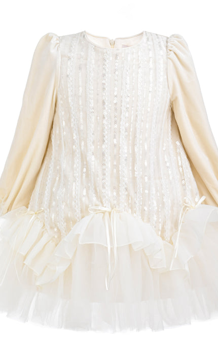 kids atelier tulleen Champagne Romelia Velvet Tulle Dress