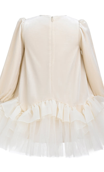 kids atelier tulleen Champagne Romelia Velvet Tulle Dress