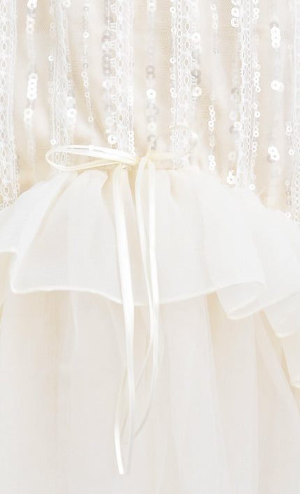 kids atelier tulleen Champagne Romelia Velvet Tulle Dress