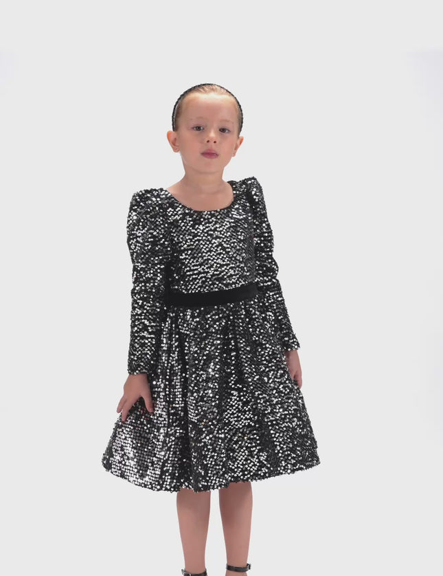 Black Merribrook Sequin Bow Dress