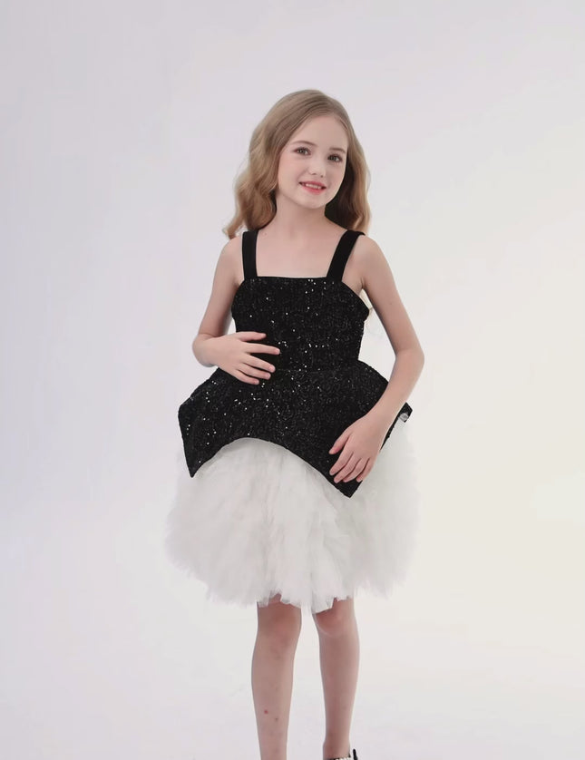 kids atelier tulleen Black Glitter & Tulle Celebration Dress