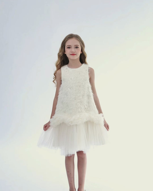 kids atelier tulleen Cream Sparkle Tulle Dress