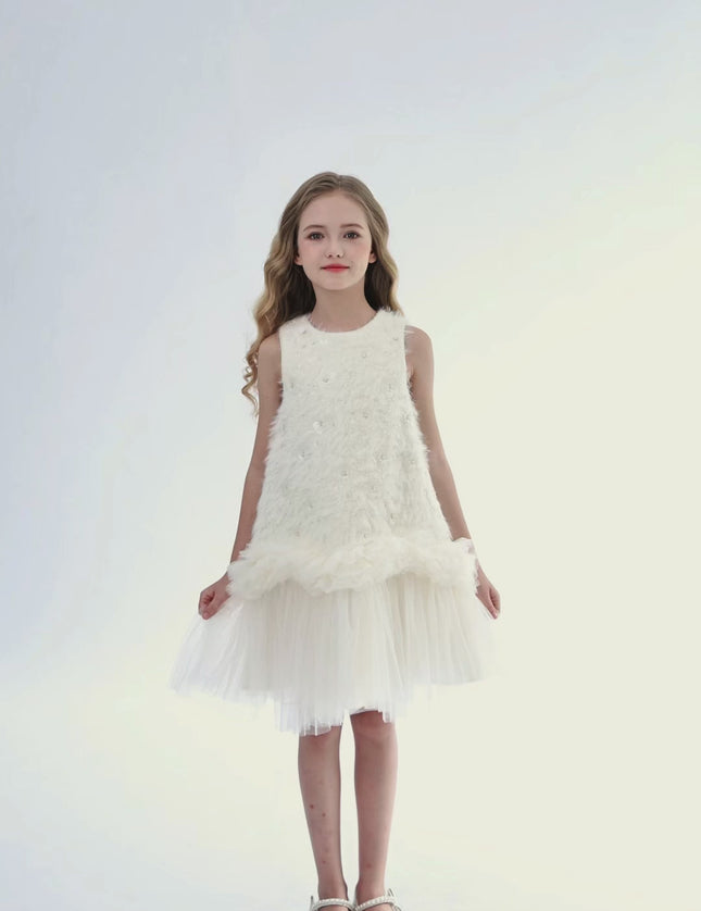 kids atelier tulleen Cream Sparkle Tulle Dress
