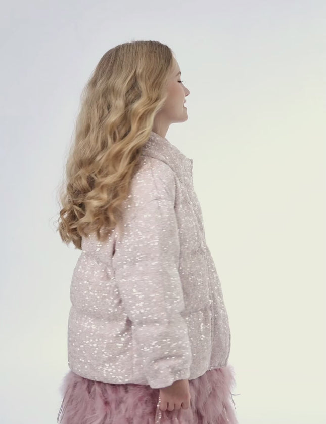 kids atelier tulleen Pink Glitter Puffer Jacket