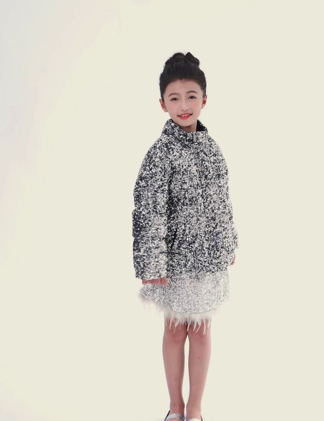 kids atelier tulleen Gray Glitter Puffer Jacket