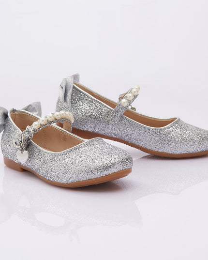 SIlver Glitter Bow Flats