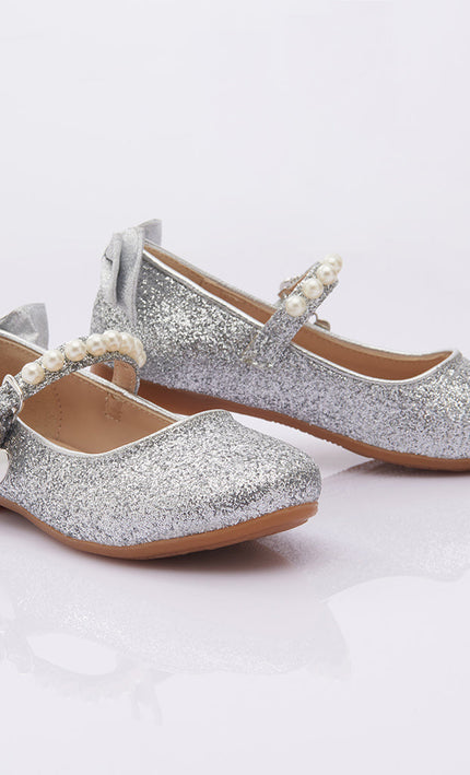 SIlver Glitter Bow Flats