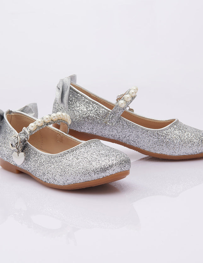 SIlver Glitter Bow Flats