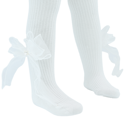 Heart Pearl Ribbon Tights