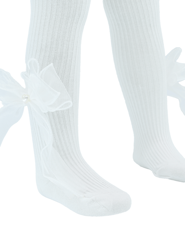 Heart Pearl Ribbon Tights