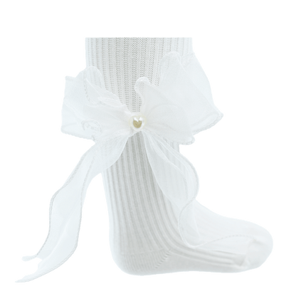 Heart Pearl Ribbon Tights