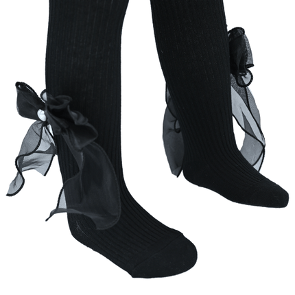 Heart Pearl Ribbon Tights