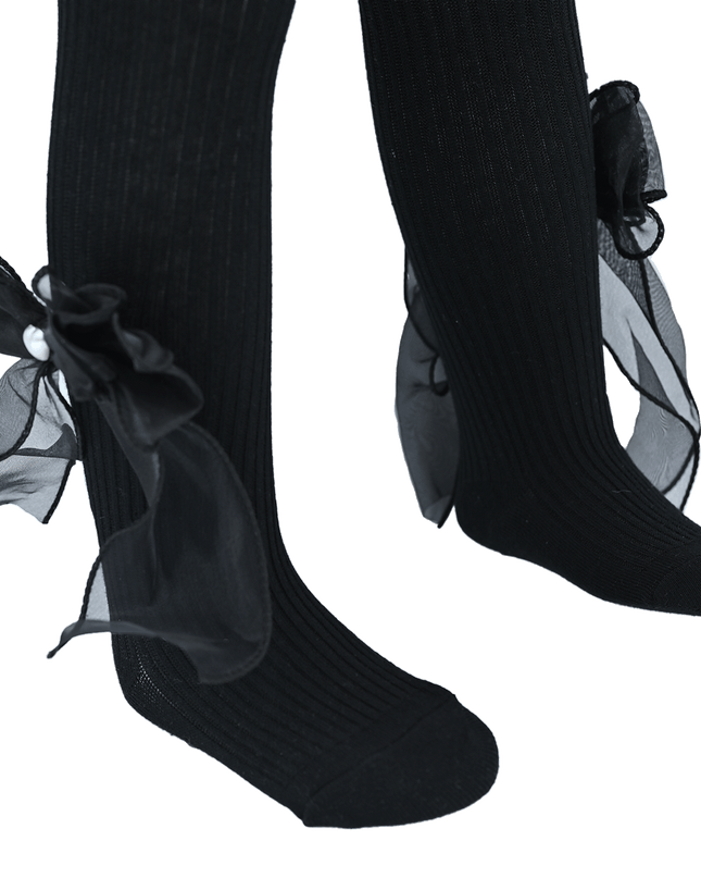 Heart Pearl Ribbon Tights