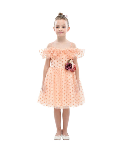kids atelier tulleen Pink Chiffon Polka Dot Dress