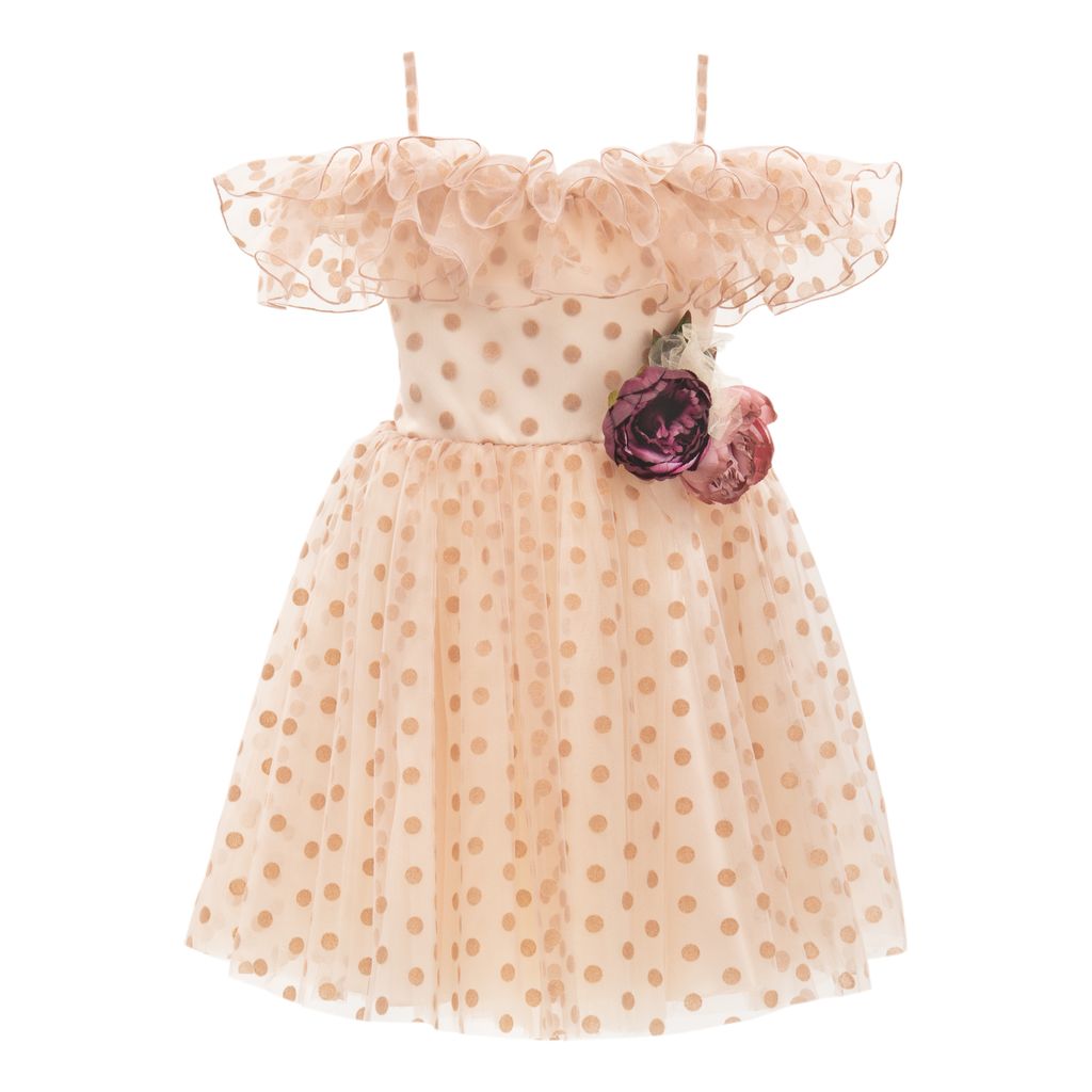 Tulleen Little Girl's & Girl's Polka Dot Floral Dress - Pink