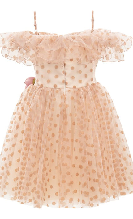 kids atelier tulleen Pink Chiffon Polka Dot Dress