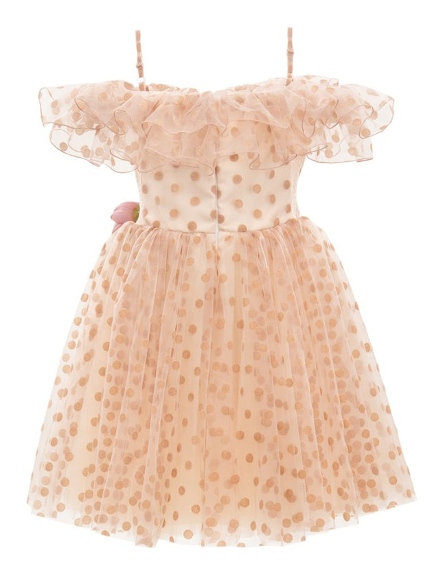 kids atelier tulleen Pink Chiffon Polka Dot Dress