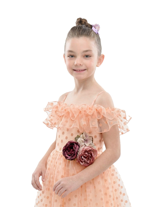 kids atelier tulleen Pink Chiffon Polka Dot Dress