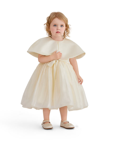 kids atelier tulleen Beige Dovera Timeless Cape-Overlay Gown
