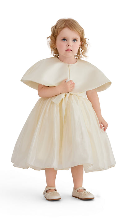 kids atelier tulleen Beige Dovera Timeless Cape-Overlay Gown