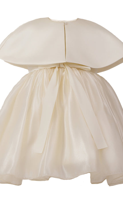 kids atelier tulleen Beige Dovera Timeless Cape-Overlay Gown