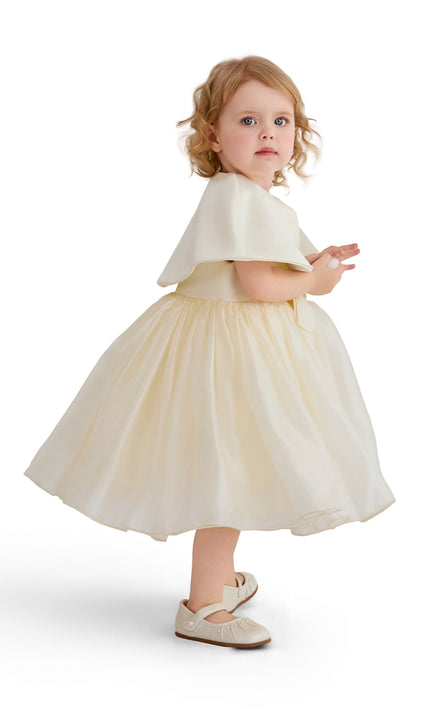 kids atelier tulleen Beige Dovera Timeless Cape-Overlay Gown