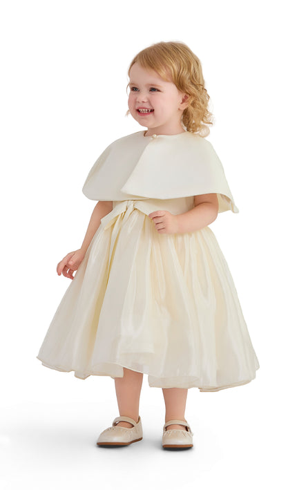 kids atelier tulleen Beige Dovera Timeless Cape-Overlay Gown
