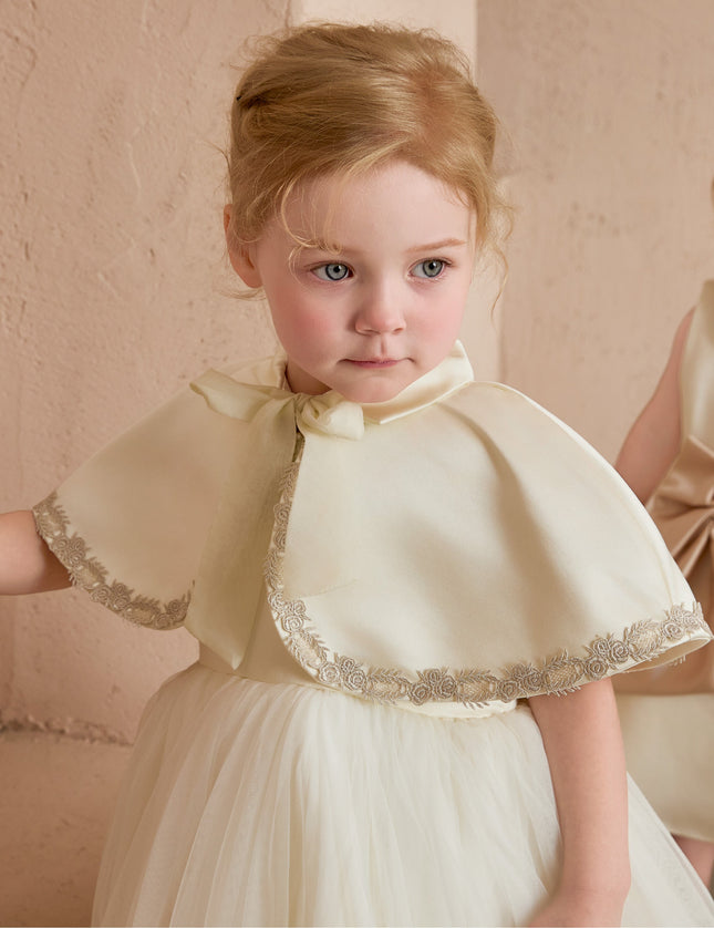 kids atelier tulleen Beige Dovera Timeless Cape-Overlay Gown