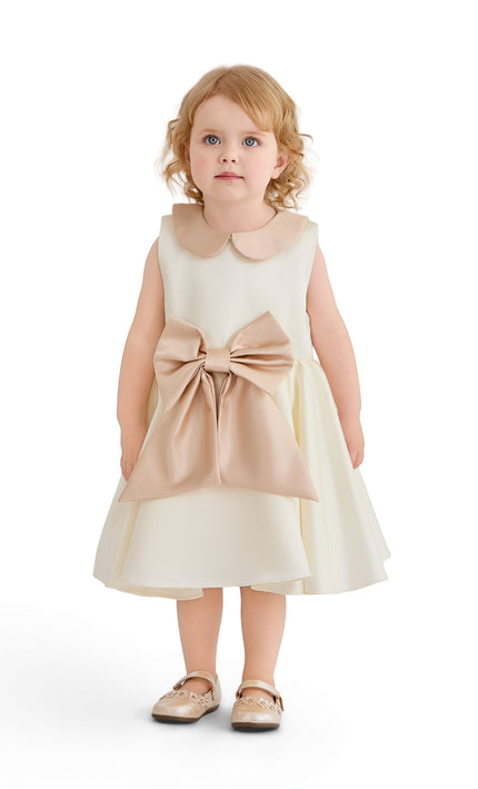 kids atelier tulleen Cream Elaria Petal Bow Gown
