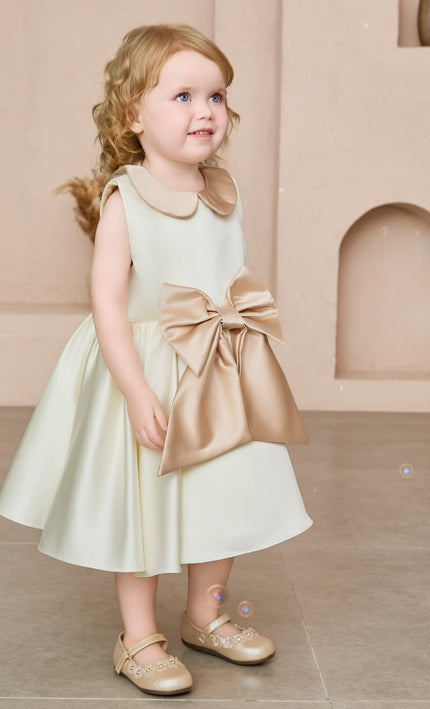 kids atelier tulleen Cream Elaria Petal Bow Gown