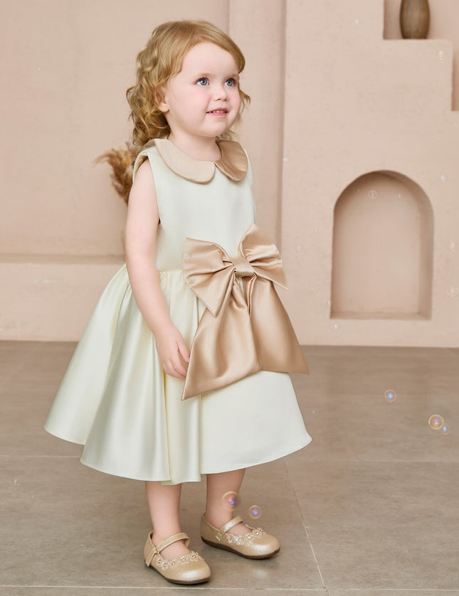 kids atelier tulleen Cream Elaria Petal Bow Gown