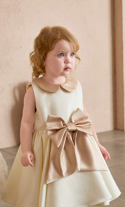 kids atelier tulleen Cream Elaria Petal Bow Gown